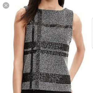 Banana Republic Sequin Herringbone Plaid Top